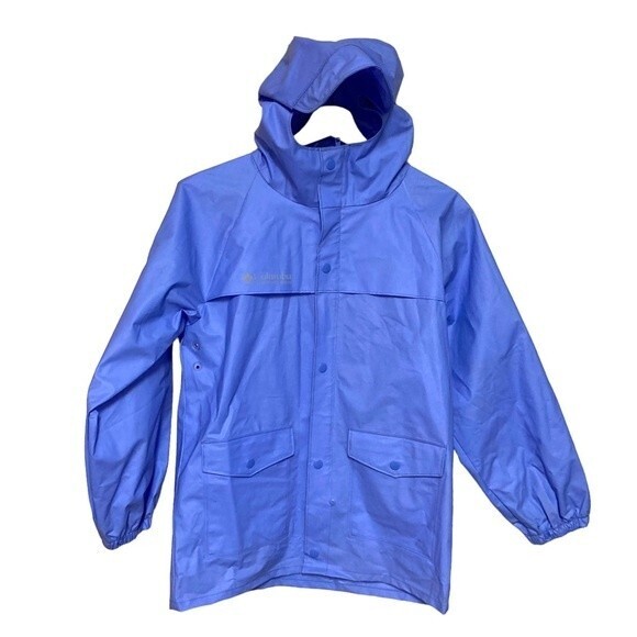columbia L14 raincoat jacket outdoor gear coat unlined plastic hooded zip up sna - Picture 1 of 8